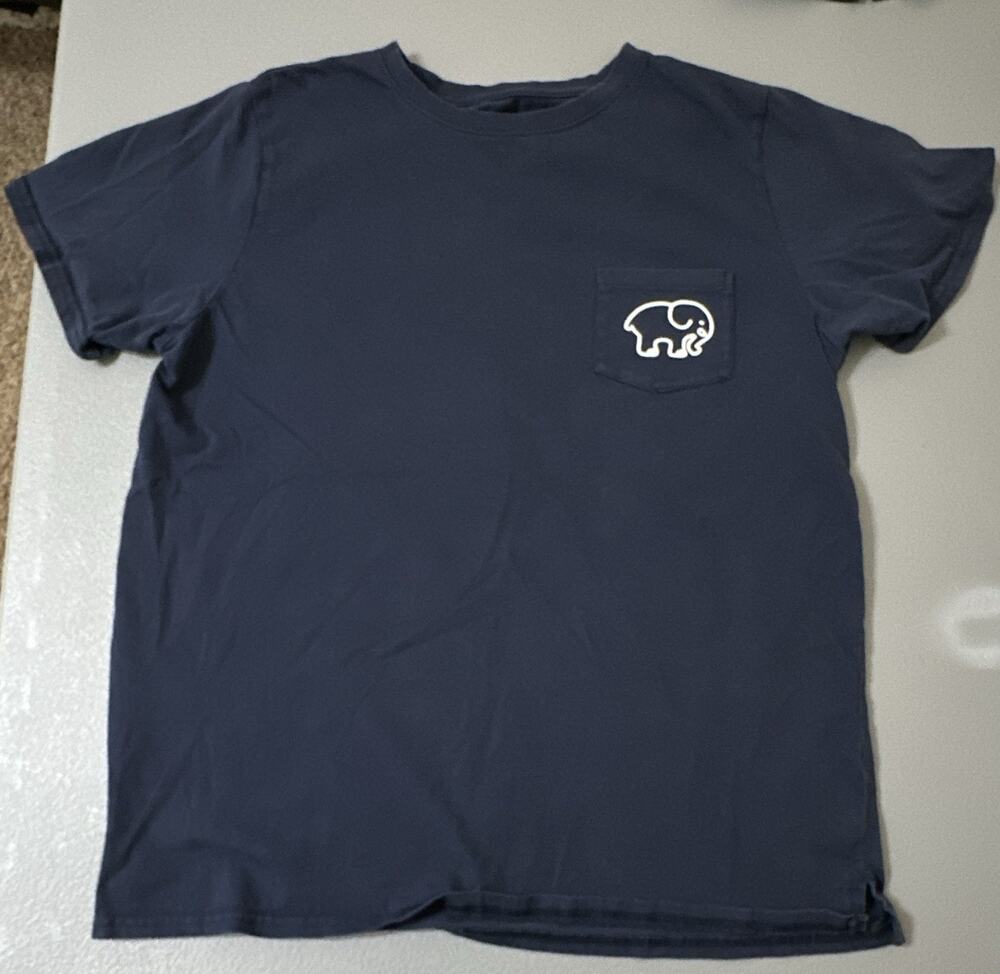 Ivory Ella Mens L Blue Elephant Soccer Graphic Crew Neck Short Sleeve Pocket Tee